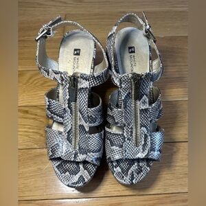 White Mountain - Women’s Snake Skin Pattern Cork Wedge Sandals - Size 8